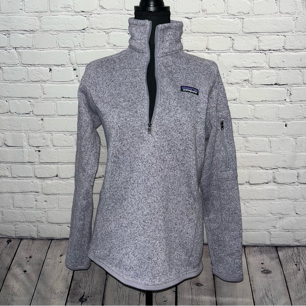 Patagonia Heathered Purple Quarter-Zip Fleece Pullover Sweater Size Medium - Picture 4 of 14